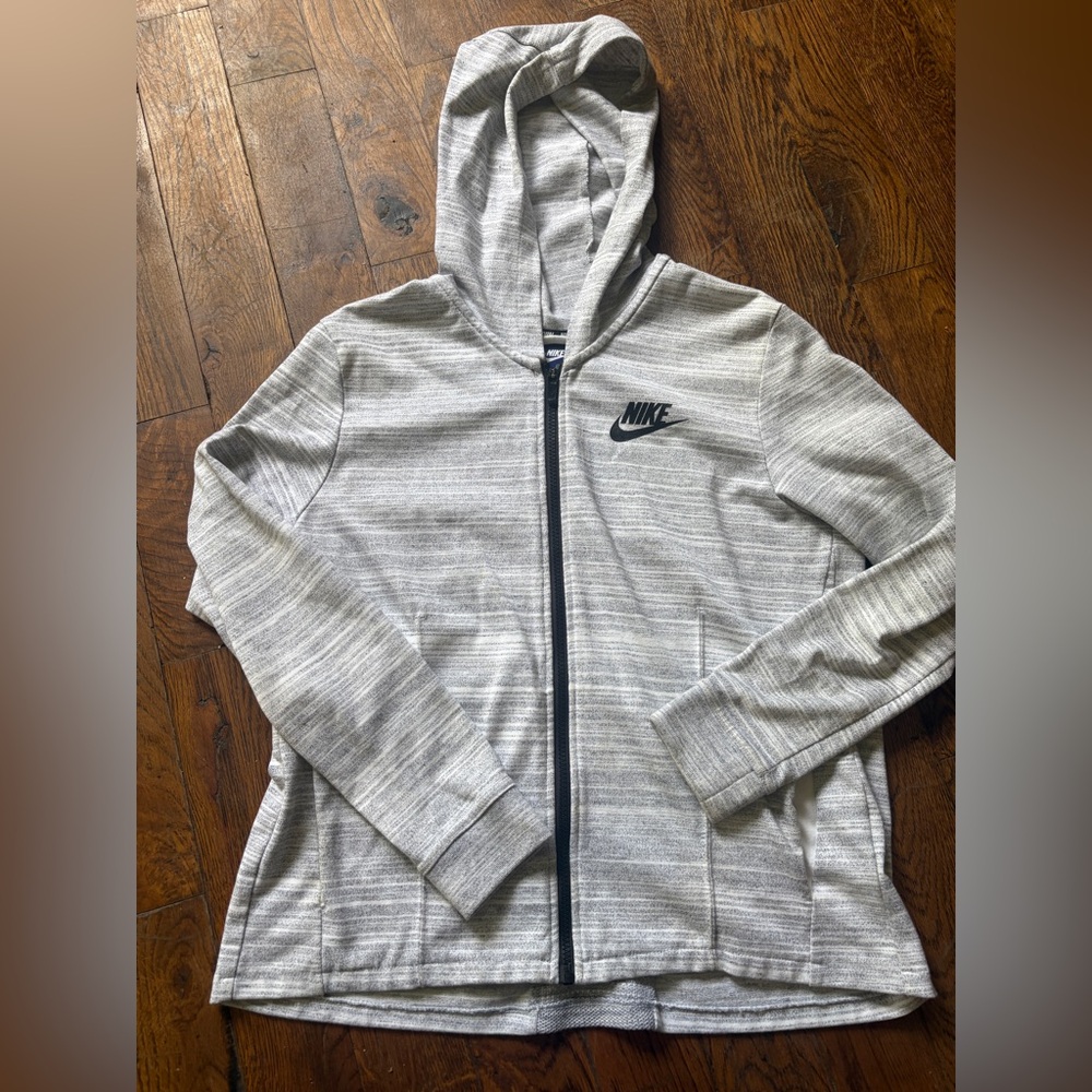 Nike Gray Stripe Full-Zip Hoodie Jacket